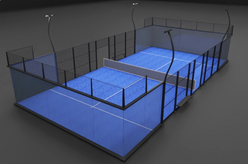 Full Panorama Padelcourt – Render zur Premium-Optik und Glas-Transparenz